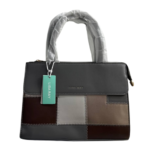 Lisa Ray Large Handbag – Gray  White & Wine Squares