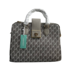 Lisa Ray bag with Lock – Gray Repeated LR in White