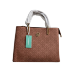 Lisa Ray Brown Handbag with Repeated CB Circle Logo