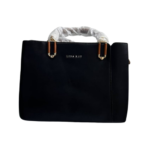 Lisa Ray Black Handbag with side Brown Belt Detail