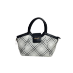 Women’s Medium White Bag , Black Plaid Design