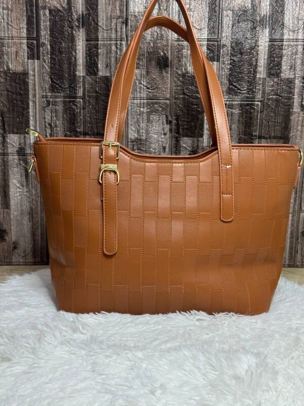 Large Orange Bag with Textured and Matching Pouch