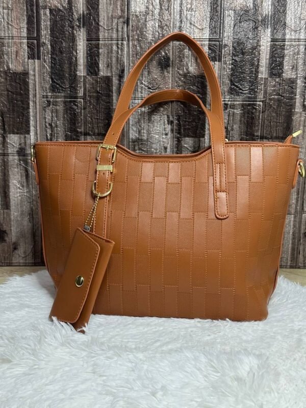Large Orange Bag with Textured and Matching Pouch