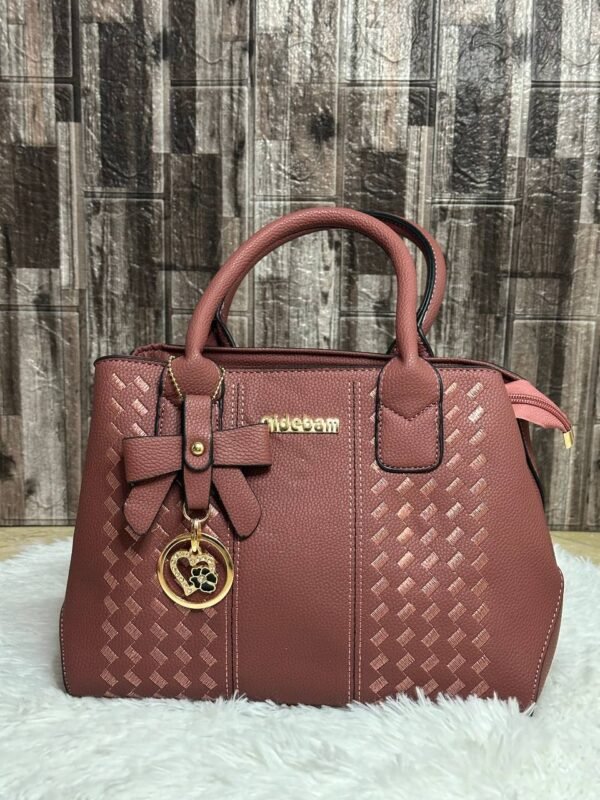 Women’s Pink Handbag with Bow and Gold Charm