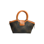 Women’s Brown Bag Medium, Orange Plaid Design